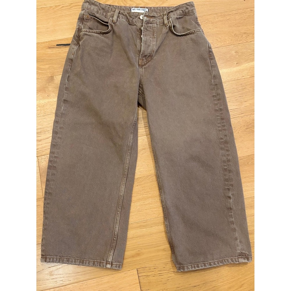 We The Free Deep Trance Dropped Boyfriend Barrel Leg Jeans Brown 28S Short